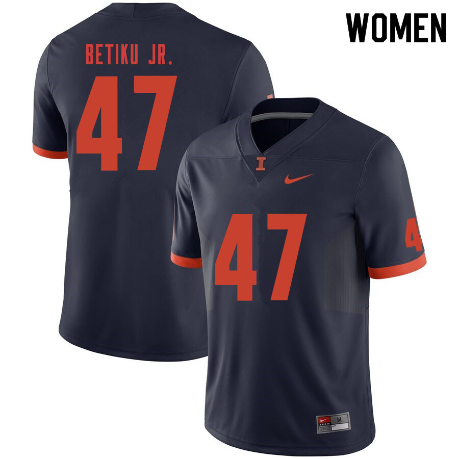 Women #47 Oluwole Betiku Jr. Illinois Fighting Illini College Football Jerseys Sale-Navy